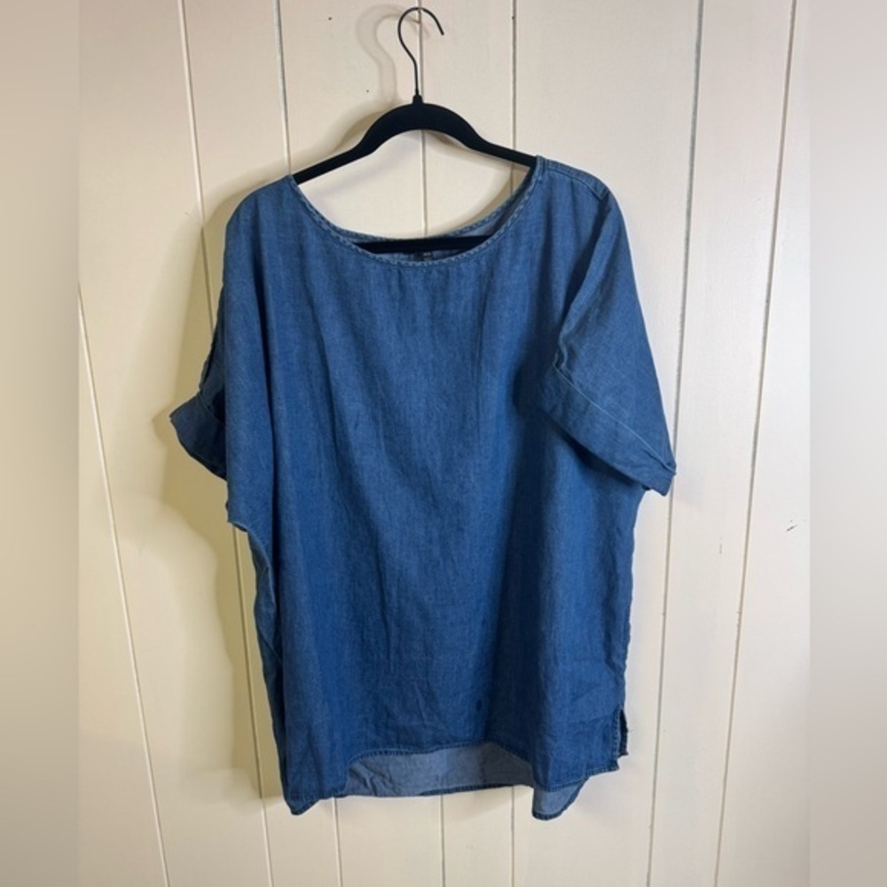 Lane Bryant Short Sleeve Chambray Top 18/20 - Picture 1 of 5